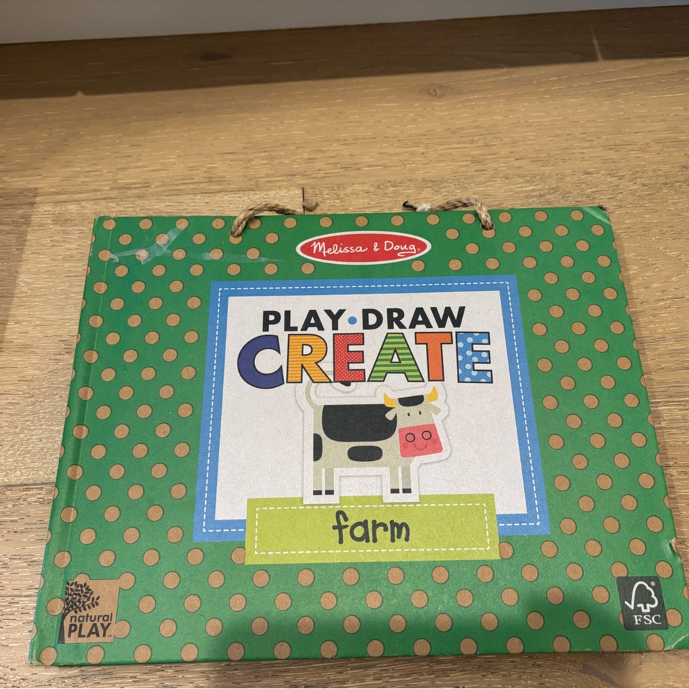 Melissa & Doug Farm Play Draw Create Kit - Green with Orange Polka Dots